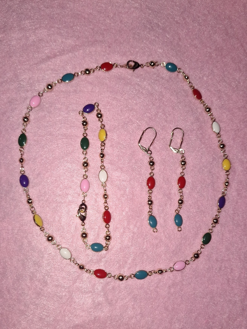 Multicolor Bead Necklace and Earring Set - Women Jewelry